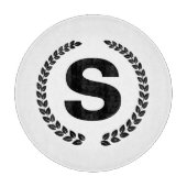 Benutzerdefinierte Monogramm mit Laurel-Blätter Schneidebrett (Vorderseite)
