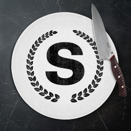 Benutzerdefinierte Monogramm mit Laurel-Blätter Schneidebrett