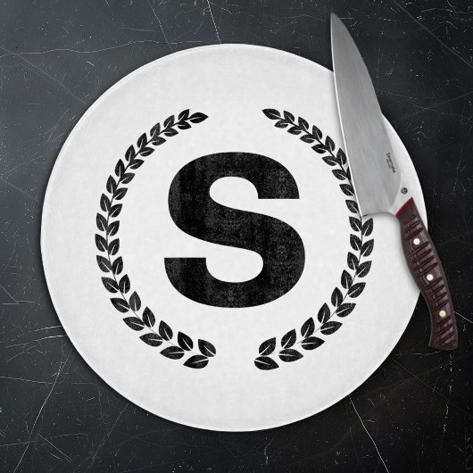 Benutzerdefinierte Monogramm mit Laurel-Blätter Schneidebrett