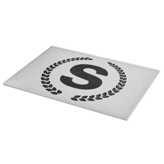 Benutzerdefinierte Monogramm mit Laurel-Blätter Schneidebrett (Ecke)