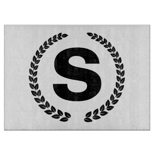 Benutzerdefinierte Monogramm mit Laurel-Blätter Schneidebrett (Vorderseite)