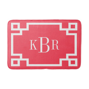 Benutzerdefinierte Monogramm mit rotem und weißem Badematte