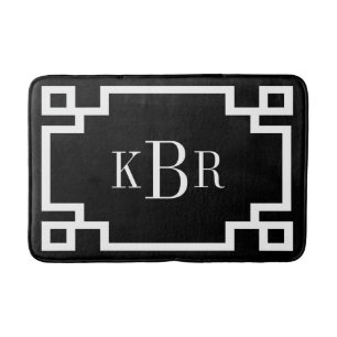 Benutzerdefinierte Monogramm mit schwarzem und wei Badematte