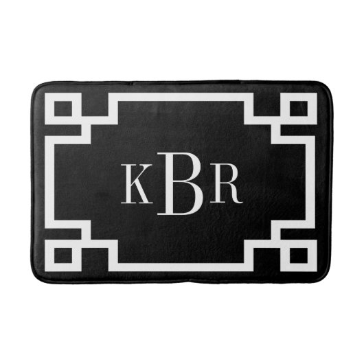 Benutzerdefinierte Monogramm mit schwarzem und wei Badematte (Vorderseite)