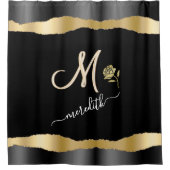 Benutzerdefinierte Monogramm Name-Rose Elegantes G Duschvorhang (Vorderseite)
