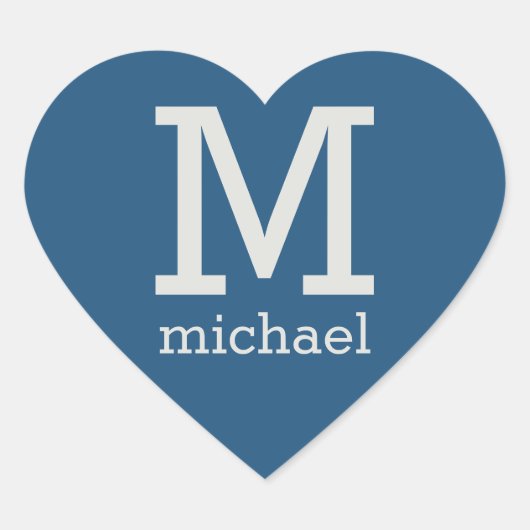 Benutzerdefinierte Monogramm-, Name- und Farbaufkl Herz-Aufkleber (Vorderseite)