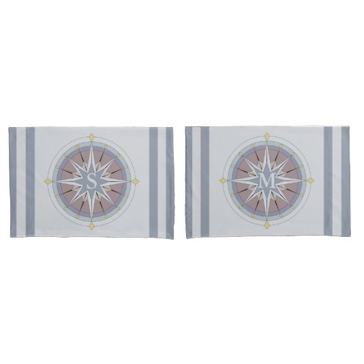 benutzerdefinierte Monogramm-Nautikpillowcases, Re Kissenbezug (Vorderseite-Set)