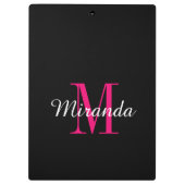 Benutzerdefinierte Monogramm Neonrosa Farbe große Klemmbrett (Rückseite)