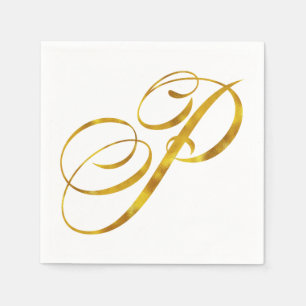 Benutzerdefinierte Monogramm-P-Imitat Goldfolie-Mo Serviette