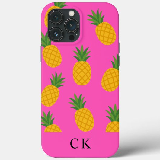 Benutzerdefinierte Monogramm-Pineapple-Hülle-Case- Case-Mate iPhone Hülle (Rückseite)
