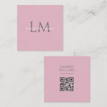 Benutzerdefinierte Monogramm-QR-Visitenkarte Pink 