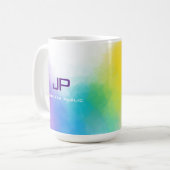 Benutzerdefinierte Monogramm-Regenbogenfarben Abst Kaffeetasse (Vorderseite Links)