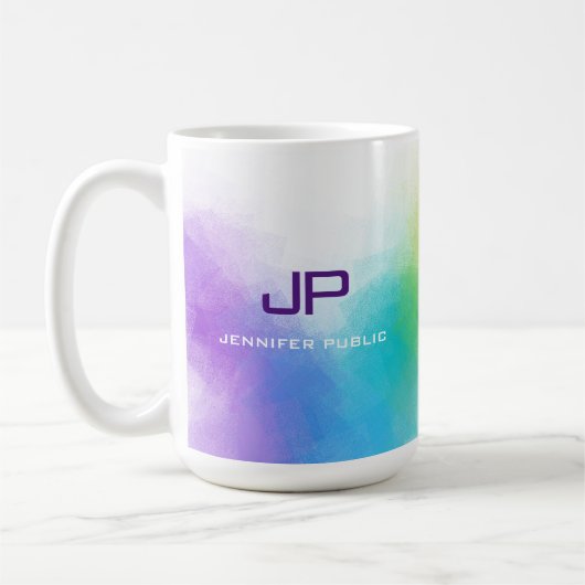 Benutzerdefinierte Monogramm-Regenbogenfarben Abst Kaffeetasse (Links)
