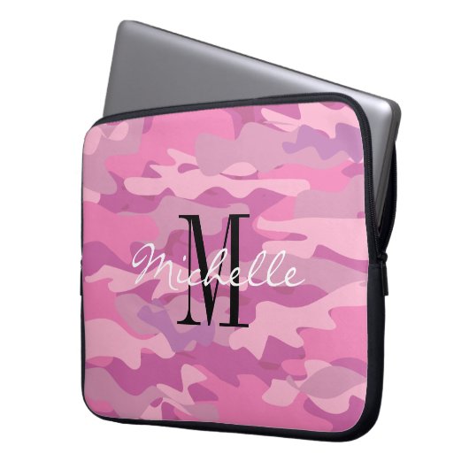 Benutzerdefinierte monogramm rosa Camouflage Lapto Laptopschutzhülle (Vorderseite Links)