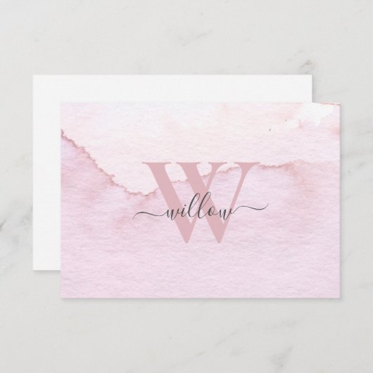 Benutzerdefinierte Monogramm-Rosa-Farbe Dankeskarte (Vorne/Hinten)