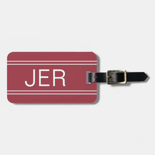 Benutzerdefinierte monogramm rote einfache Vorlage Gepäckanhänger (Vorderseite horizontal)