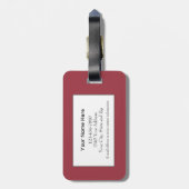 Benutzerdefinierte monogramm rote einfache Vorlage Gepäckanhänger (Rückseite vertikal)