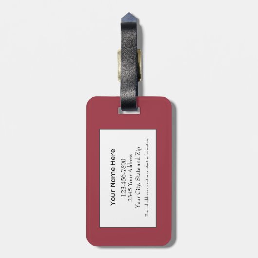 Benutzerdefinierte monogramm rote einfache Vorlage Gepäckanhänger (Rückseite vertikal)