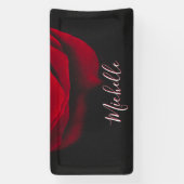 Benutzerdefinierte Monogramm-rote Rose Vintages Fo Banner (Vertikal)