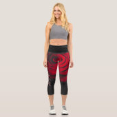 Benutzerdefinierte Monogramm-rote Rose Vintages Fo Capri Leggings (Vorderseite)