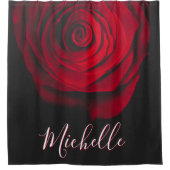 Benutzerdefinierte Monogramm-rote Rose Vintages Fo Duschvorhang (Vorderseite)