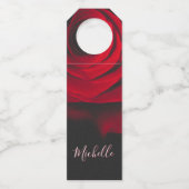 Benutzerdefinierte Monogramm-rote Rose Vintages Fo Flaschenanhänger (Vorderseite)