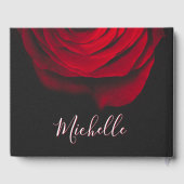 Benutzerdefinierte Monogramm-rote Rose Vintages Fo Gästebuch (Rückseite)