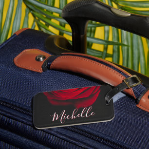 Benutzerdefinierte Monogramm-rote Rose Vintages Fo Gepäckanhänger