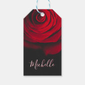 Benutzerdefinierte Monogramm-rote Rose Vintages Fo Geschenkanhänger (Vorderseite)
