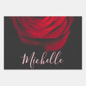 Benutzerdefinierte Monogramm-rote Rose Vintages Fo Geschenkpapier Set (Vorderseite)