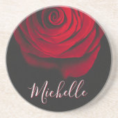 Benutzerdefinierte Monogramm-rote Rose Vintages Fo Getränkeuntersetzer (Vorne)