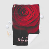 Benutzerdefinierte Monogramm-rote Rose Vintages Fo Golfhandtuch (Insitu)