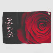 Benutzerdefinierte Monogramm-rote Rose Vintages Fo Golfhandtuch (Horizontal)