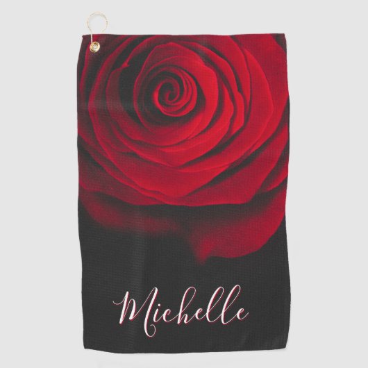 Benutzerdefinierte Monogramm-rote Rose Vintages Fo Golfhandtuch (Vorderseite)