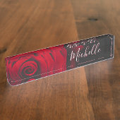 Benutzerdefinierte Monogramm-rote Rose Vintages Fo Namensplakette (Seite)