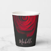 Benutzerdefinierte Monogramm-rote Rose Vintages Fo Pappbecher (Rückseite)