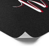 Benutzerdefinierte Monogramm-rote Rose Vintages Fo Poster (Ecke)