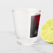 Benutzerdefinierte Monogramm-rote Rose Vintages Fo Schnapsglas (Links)