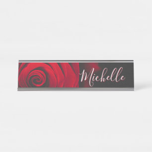 Benutzerdefinierte Monogramm-rote Rose Vintages Fo Schreibtischnamensplakette