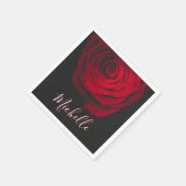 Benutzerdefinierte Monogramm-rote Rose Vintages Fo Serviette (Ecke)