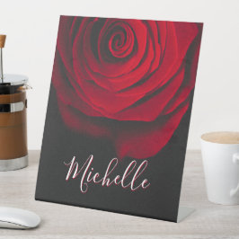 Benutzerdefinierte Monogramm-rote Rose Vintages Fo Sockelschild