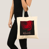 Benutzerdefinierte Monogramm-rote Rose Vintages Fo Tragetasche (Vorderseite (Produkt))