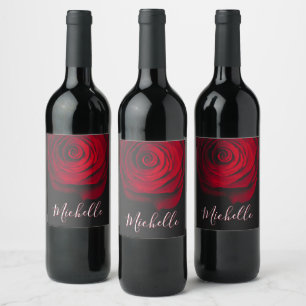 Benutzerdefinierte Monogramm-rote Rose Vintages Fo Weinetikett
