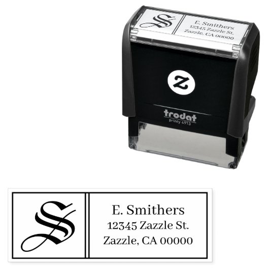 Benutzerdefinierte Monogramm-Rücksendeadresse Permastempel (Beispiel)