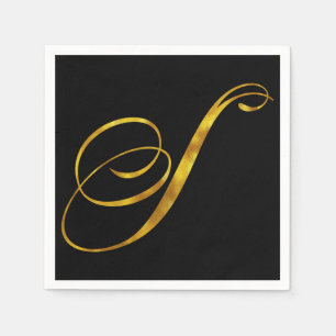 Benutzerdefinierte Monogramm S-Imitat Gold Foil Mo Serviette