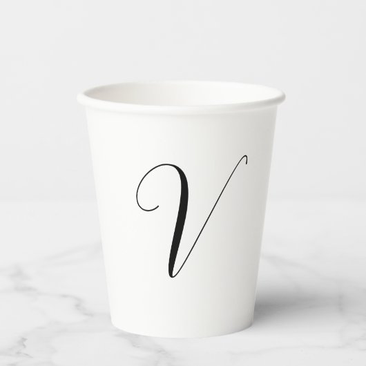 Benutzerdefinierte Monogramm-Schrift Initiale Pappbecher (Vorderseite)