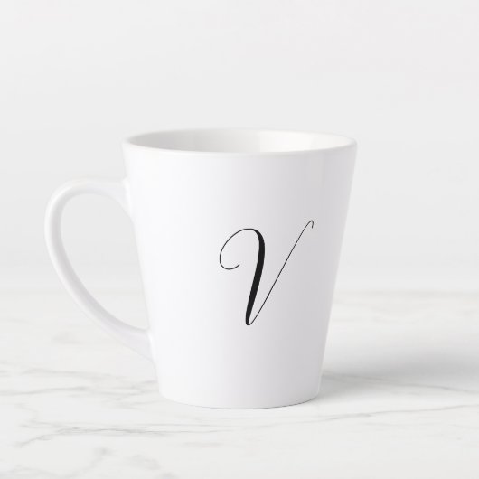 Benutzerdefinierte Monogramm-Schriftinitiale Milchtasse (Links)