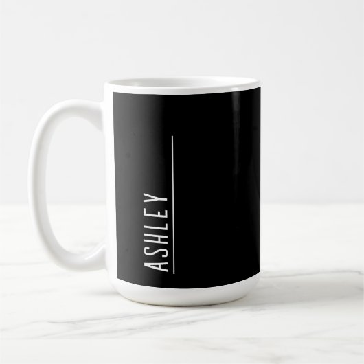 Benutzerdefinierte Monogramm, schwarze neue Zeile Kaffeetasse (Links)