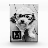 Benutzerdefinierte Monogramm Schwarzweiß-Collage 1 Fotoblock (Vorderseite)