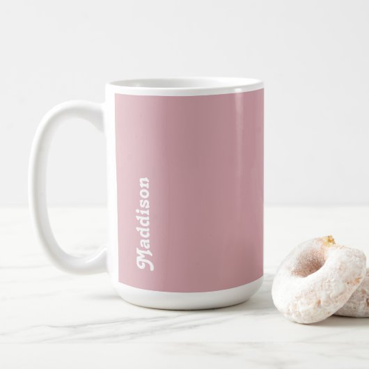Benutzerdefinierte Monogramm, staubige rosa Retrot Kaffeetasse (Mit Donut)